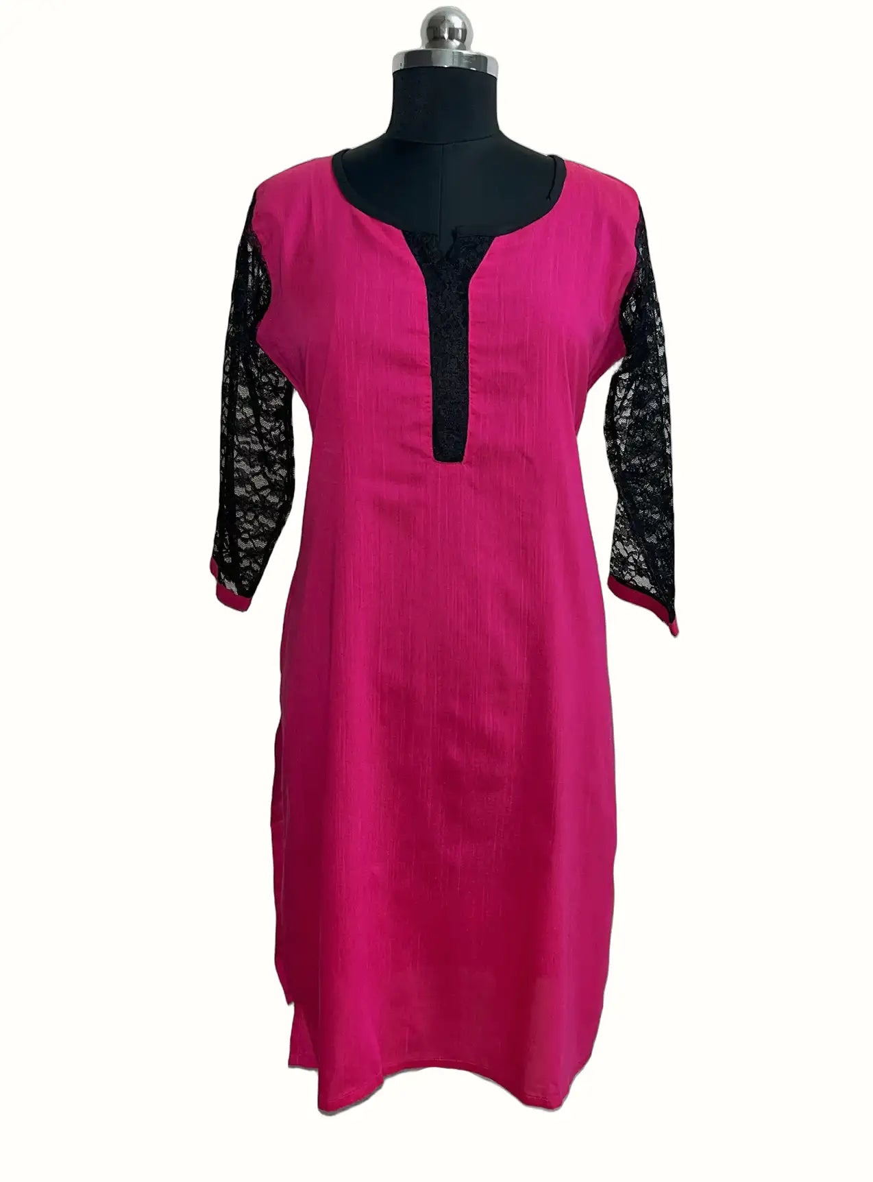 Blossoms Plain Lace Work Kurti